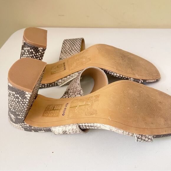 Dolce Vita Sandals Beige Snakeskin Print Block Heel Size 10 - Picture 6 of 7